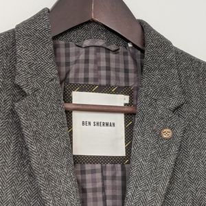 BEN SHERMAN gray herringbone blazer sz L